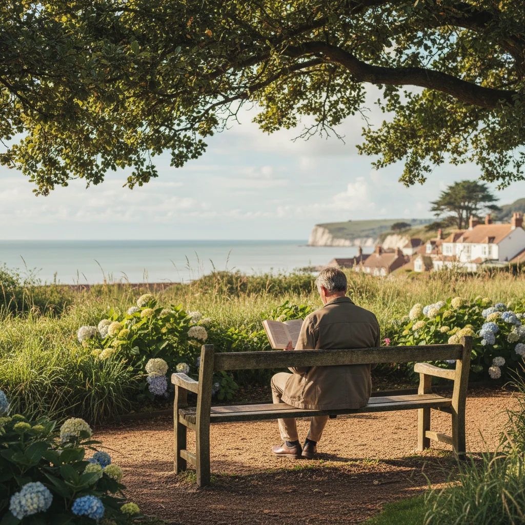 Man reading in a park - peaceful everyday lifestyle for men over 50